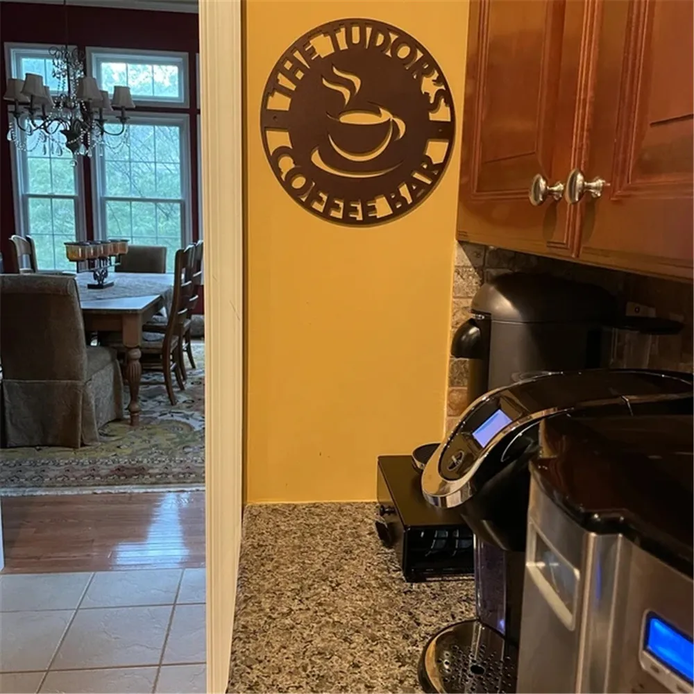 Personalized Coffee Bar Sign Custom Name Wooden Plaque for Home Wall Door Decor Laser engraving 12/18 inch | Дом и сад