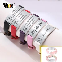 vnox free custom engrave medical alert bracelets for women casual colorful genuine leather id tag wristband length adjustable