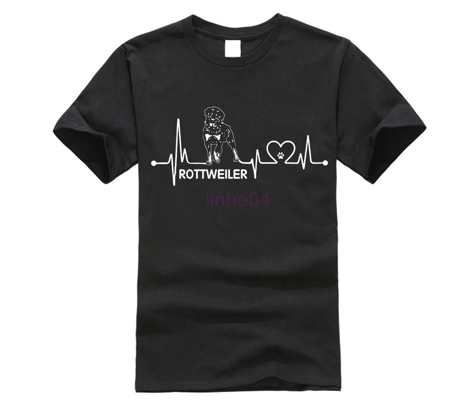 Семейная деловая черная футболка для влюбленных с большим ротвейлером рисунком