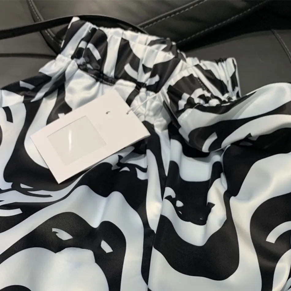 

Women's trousers casual summer fashion corrugated printed trousers wind hip-hop loose high waist thin straight wide leg pants