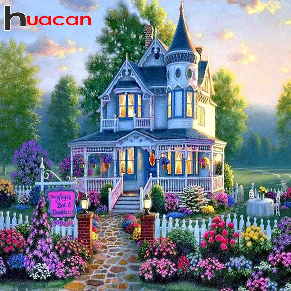 Алмазная 5d картина Huacan полноразмерная/круглая садовая вышивка пейзаж мозаика