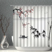 ancient chinese landscape ink painting 3d printing shower curtains waterproof bathtub decoration home background curtain