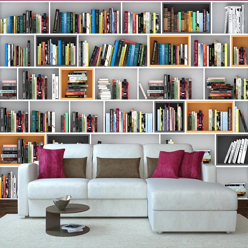 

Custon Wallpapers Literary Simulation Bookshelf 3d Mural Bookcase Wallpaper For Living Room Wall