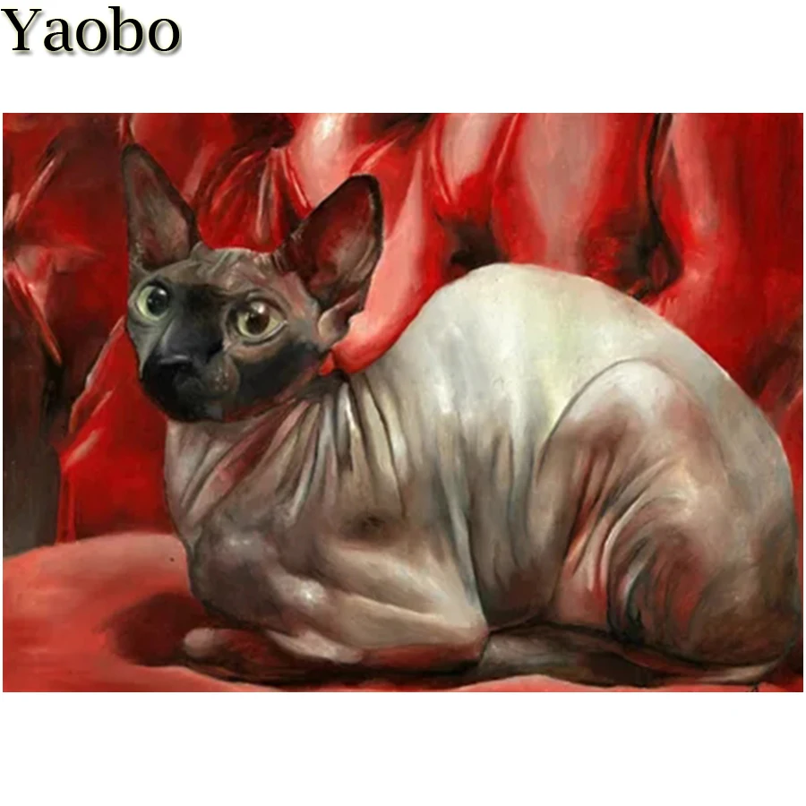 

Алмазная мозаика с кошкой Sphynx, картина с квадратными и круглыми стразами, 5d «сделай сам»