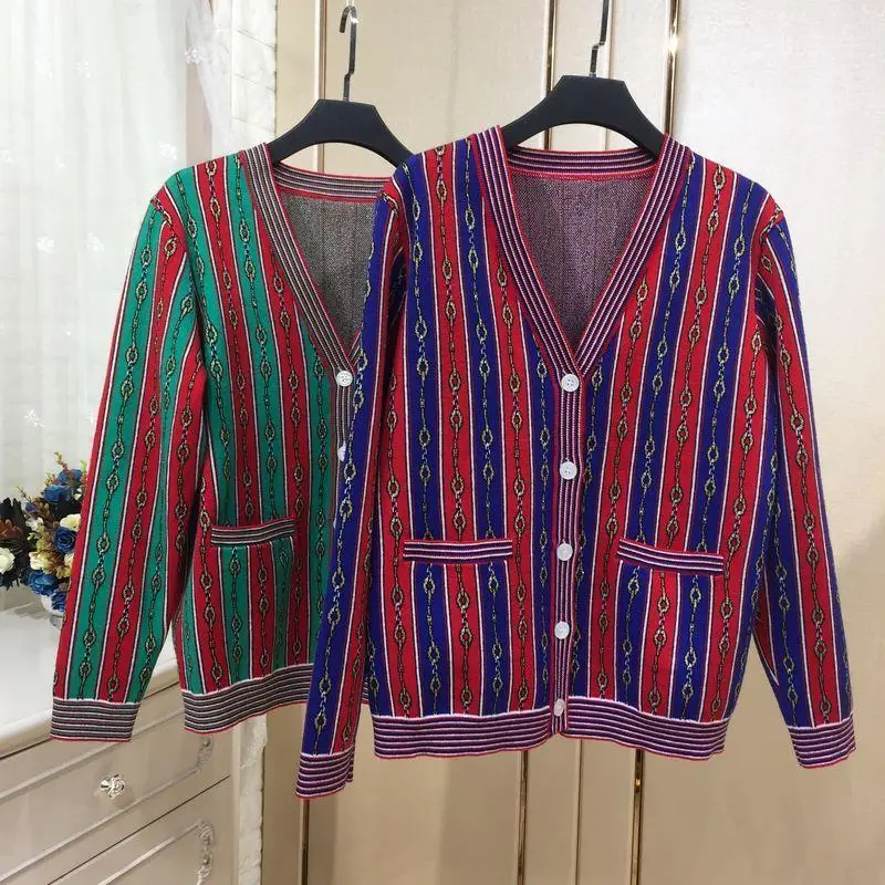 

High-end Women Autumn and Winter New Casual Thickened Cardigan V-neck Sweater Warm Tide