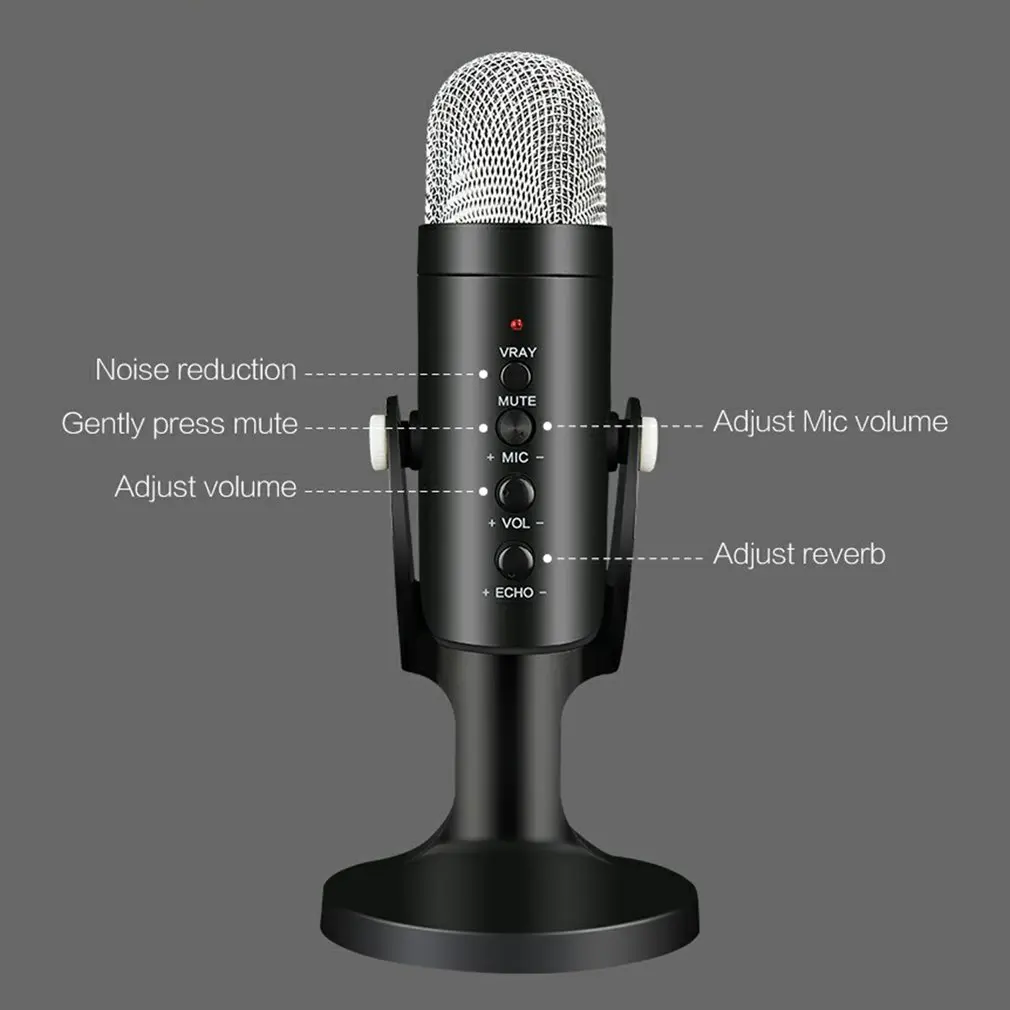 

USB Condenser Microphone For Computer Phone USB Type-c Port PC Microphone Stand POP Filter To Game Podcasting Recording Headsets