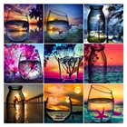 Картина из страз LZAIQIZG, квадратнаякруглая Алмазная вышивка, пейзаж, картина для стразы, искусство, подарок ручной работы