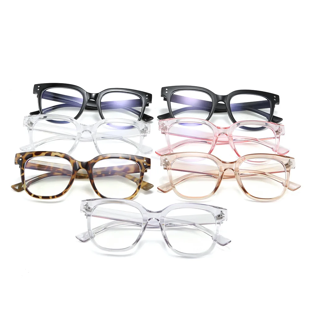 WHO CUTIE Anti Blue Light Blocking Computer Glasses Women Men Brand Design Rivet Square Frame Optical Lens Eyeglasses S131