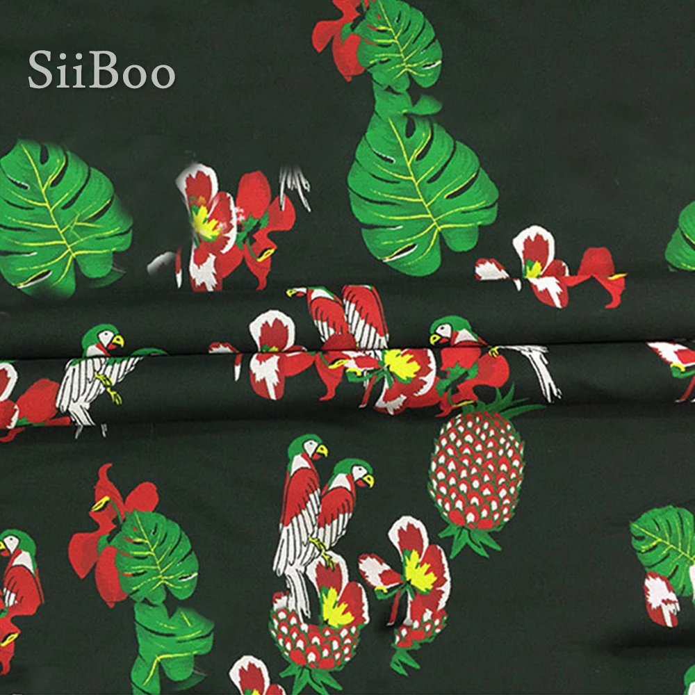 Американский стиль красный оранжевый ананас завод Птица жаккардовая парча ткань