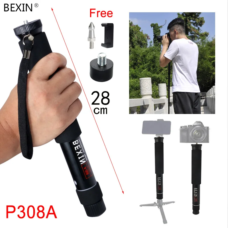 BEXIN портативный легкий гибкий карманный мини dslr камера unipod монопод полюс для gopro SLR микро одна камера фотографии - Цвет: p308A