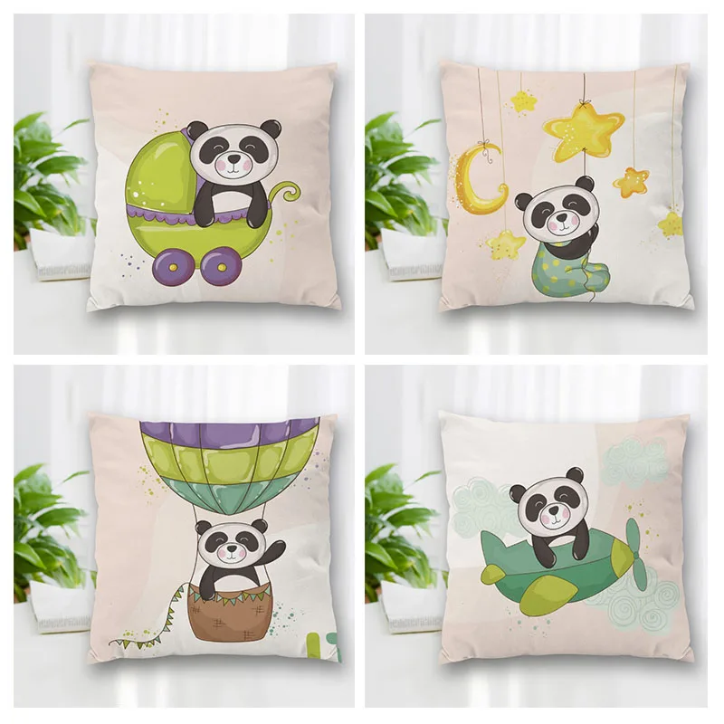 

Custom Square Pillowcase Cartoon Panda Soft Pillow Cover Zippered More Size Two Sides DIY gift Pillowcase 35x35cm 60x60cm