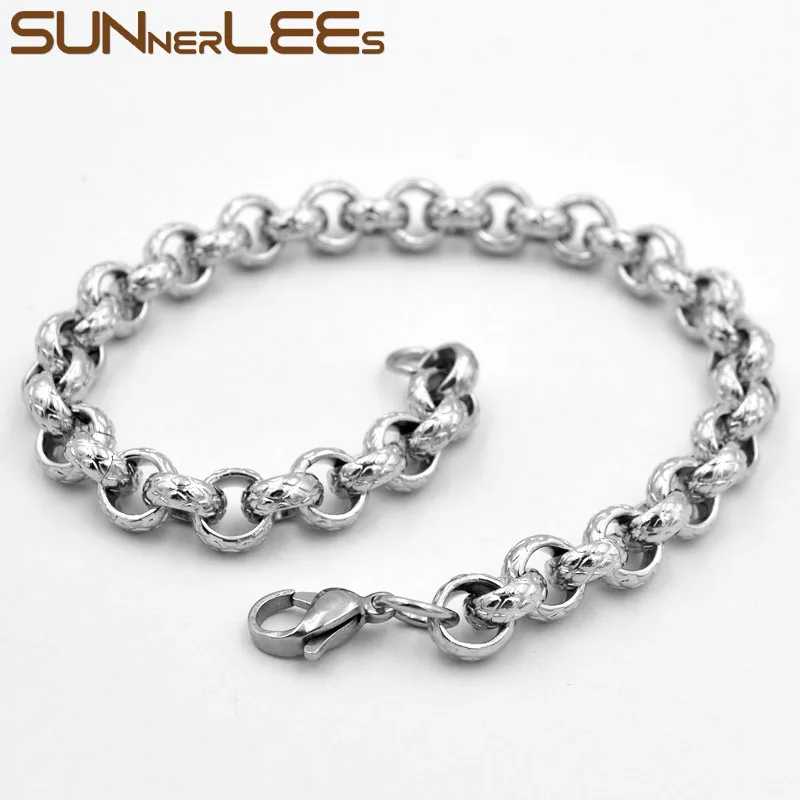 Браслет из нержавеющей стали SUNNERLEES 316L высокого качества 7 мм ювелирное изделие с