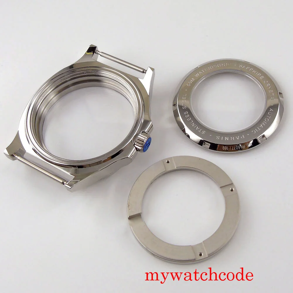 PARNIS 44 мм автоматический мужской квадратный футляр для часов серебристого цвета