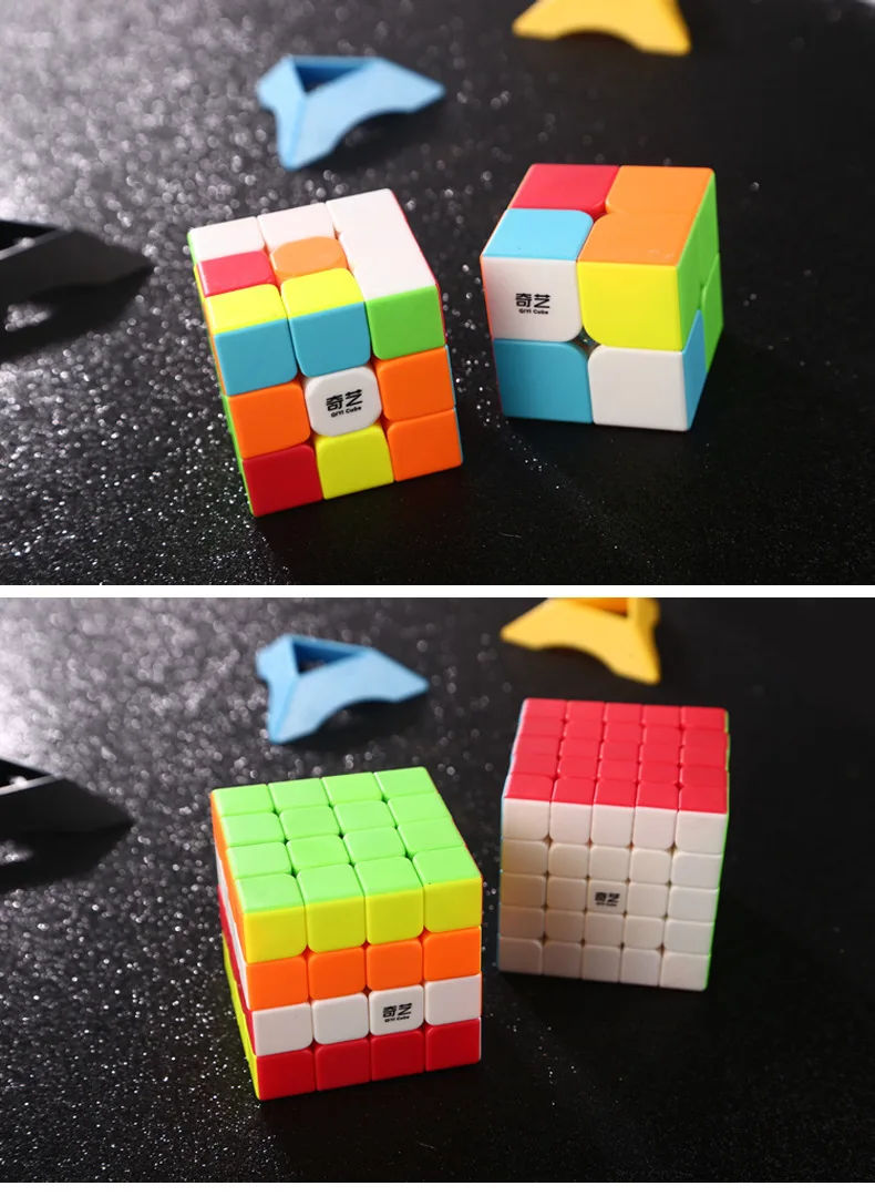 Qiyi, набор из 4 кубиков, магический нео-куб, набор включает 2x2 3x3x3 4x4x4 5x5x5, безлипкий кубик для тренировки мозга, детские игрушки