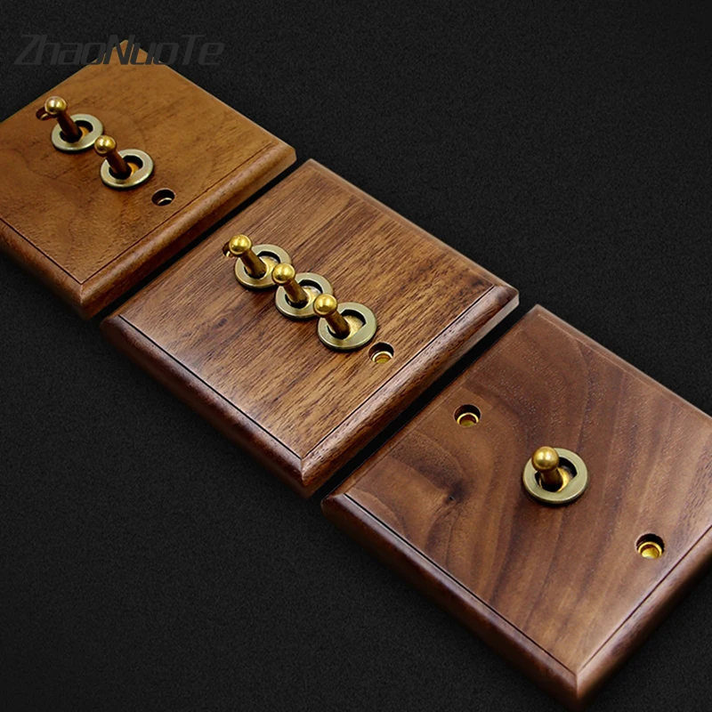 Переключатель настенный в стиле ретро из черного орехового дерева 86 Тип |