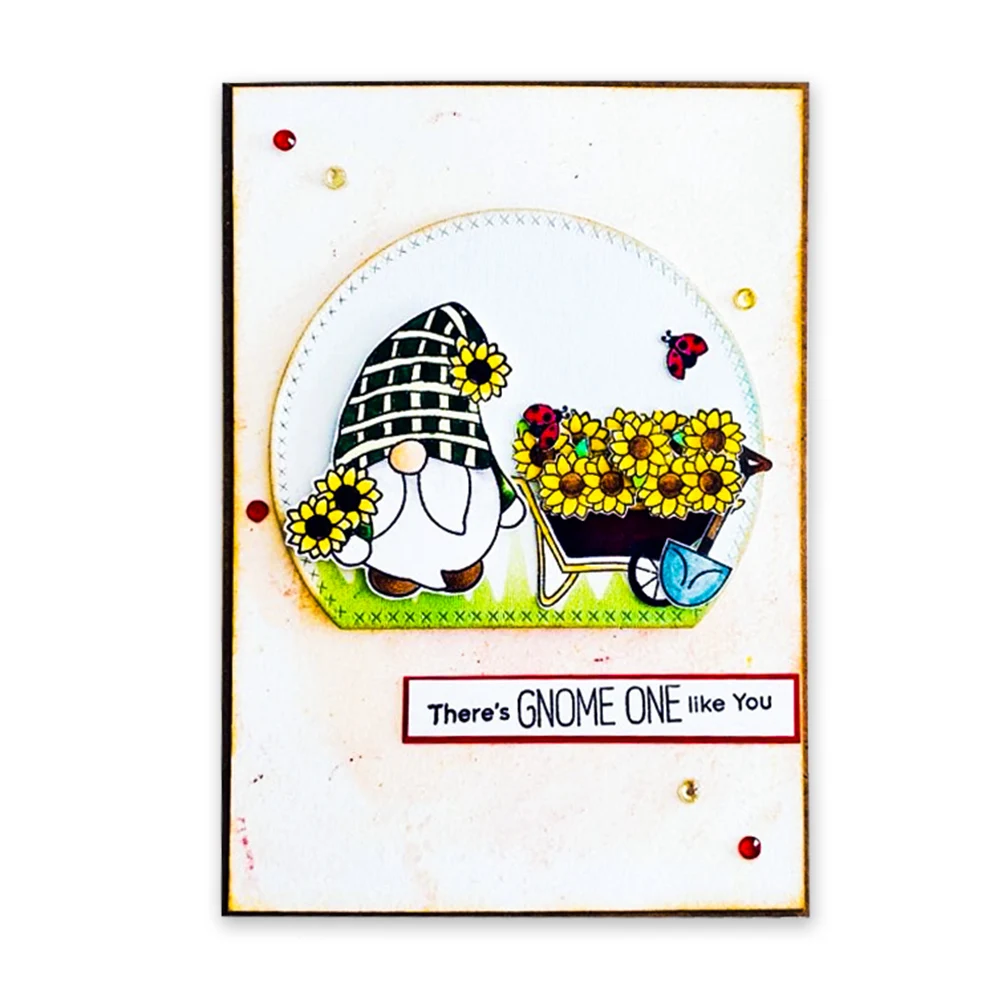 Штампы для вырезания мангокрафт Подсолнух гном набор прозрачных штампов