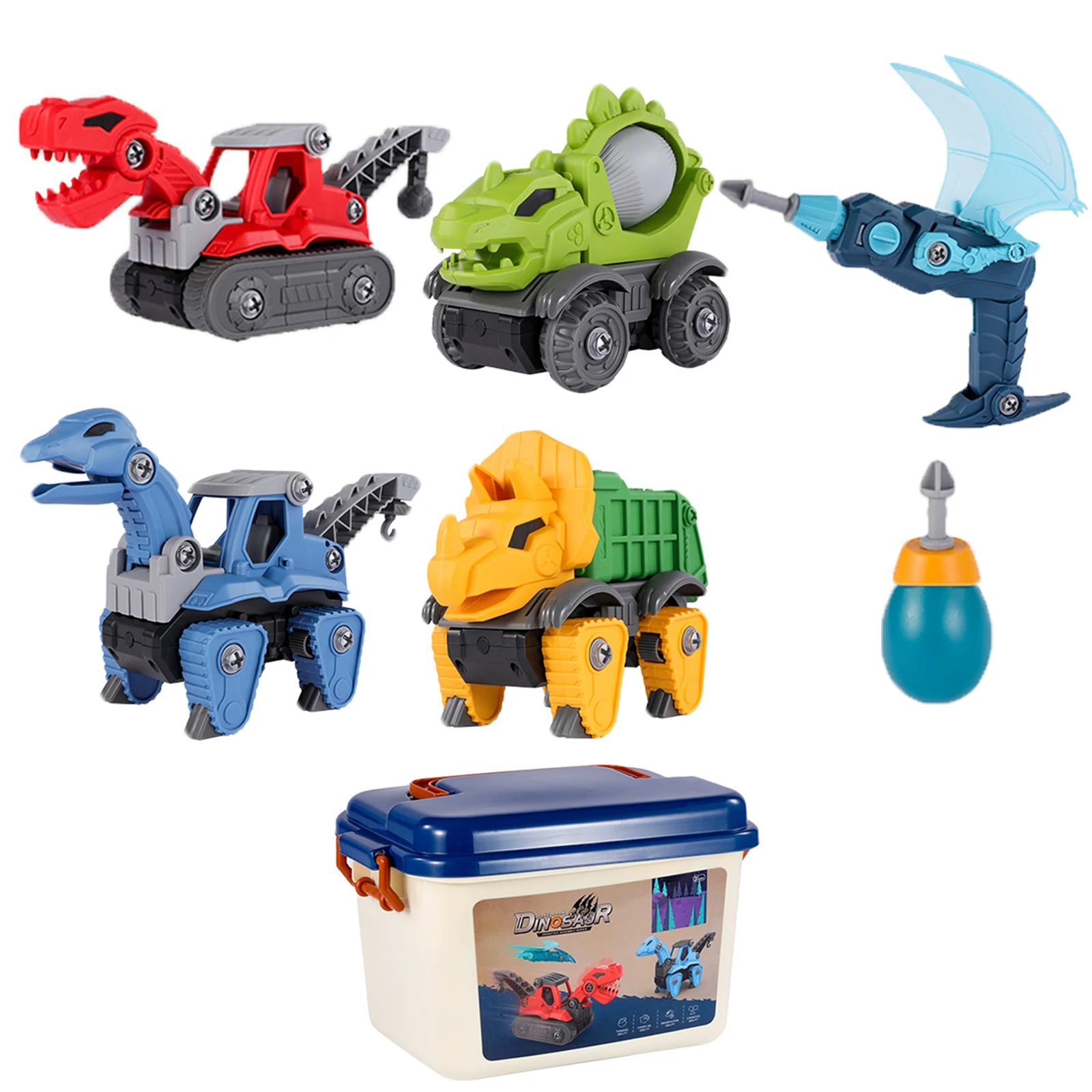 

Nut Disassembly Dinosaur Engineering Truck Toy Puzzle Construction Building Set Learning Interactive Toys with Storage Box
