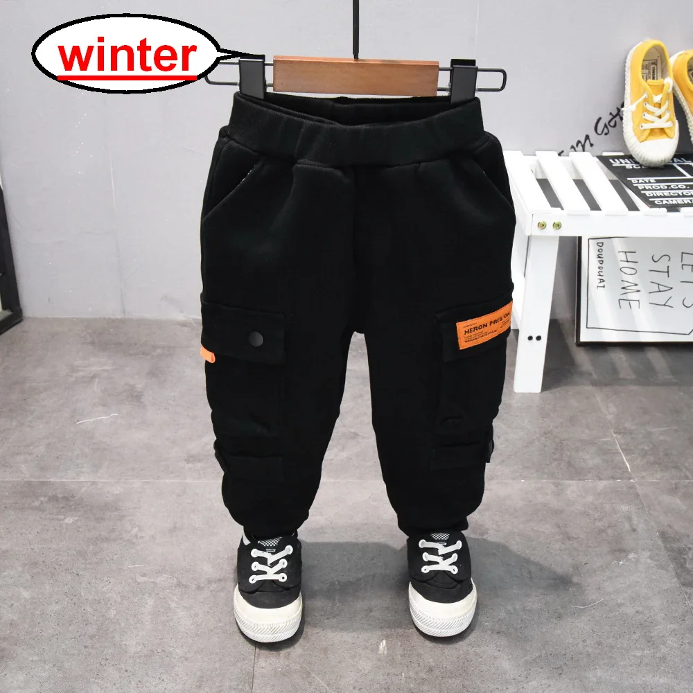 

Hot Boys Pants 2020 High Quality Cotton Korean Casual Pants Children Winter Warm Trousers Plus Velvet Cargo Pants 2-6Years