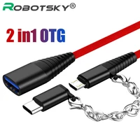 2 in 1 usb c micro usb to female usb 2 0 otg cable adapter connector male usb c micro usb data transmission cable for phones