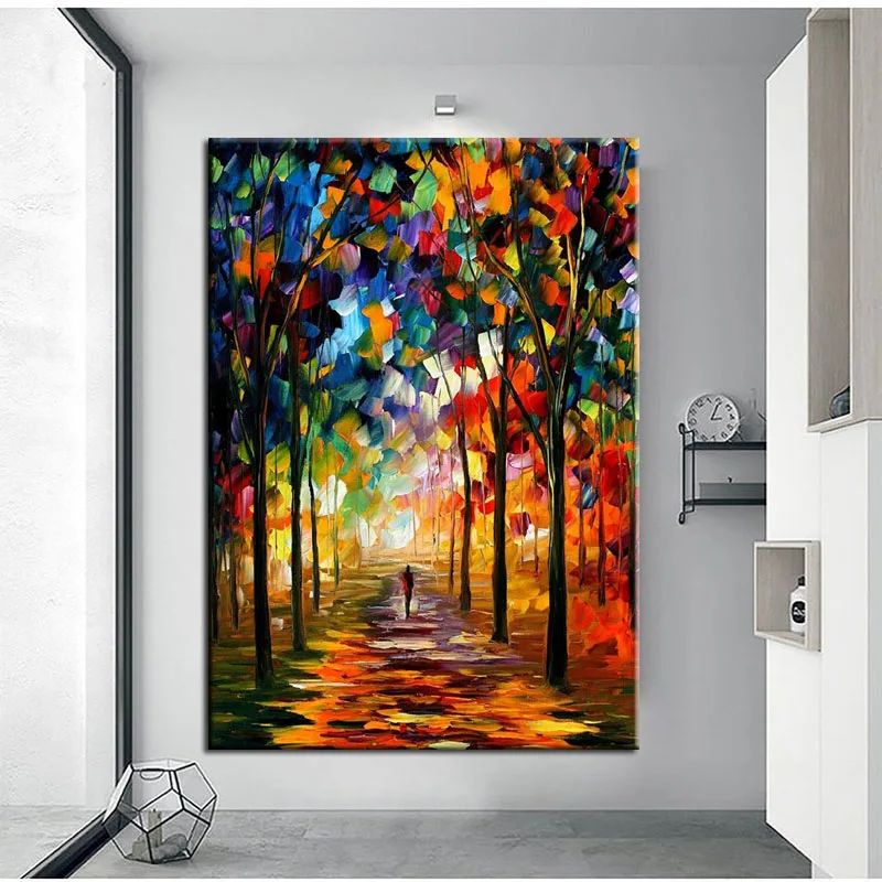 Красочная палитра ножей деревьев пейзажей абстрактная 100% ручная роспись