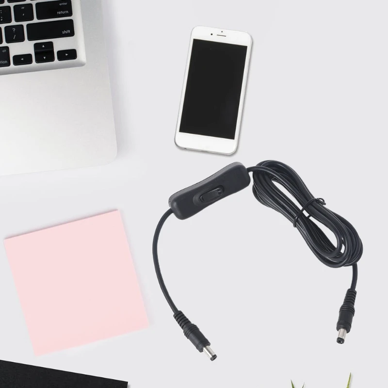 

2021 New Safe Portable 5.5x2.1mm Power Cable for Power Cord Male to Male with Switch for LED/CCTV/ Car/ Monitors Etc