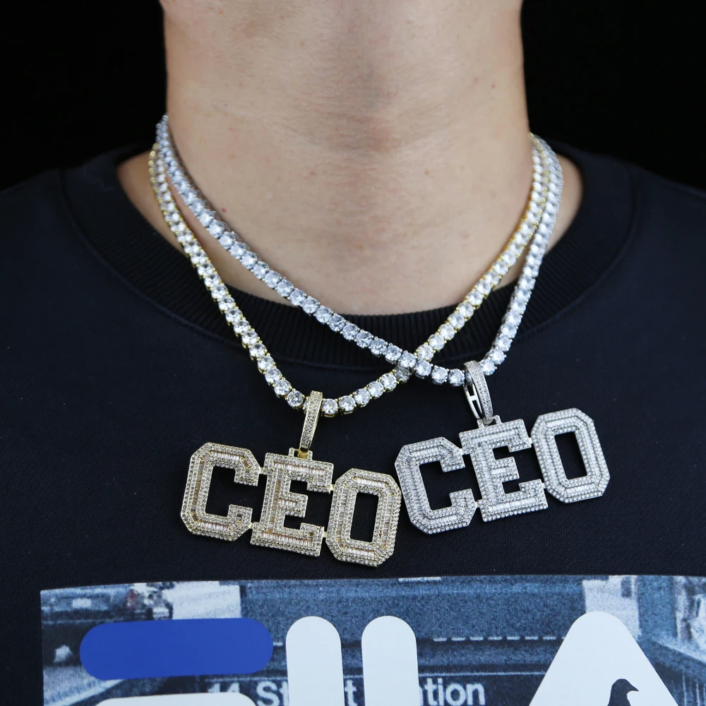 Ожерелье унисекс из фианита большой кулон с фианитом в виде буквы директора