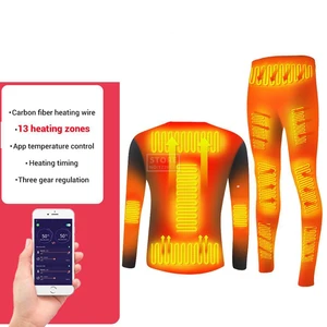 winter 13 areas heated underwear suit phone app control temperature power bank powered fleece thermal bicycle skiing jacket free global shipping