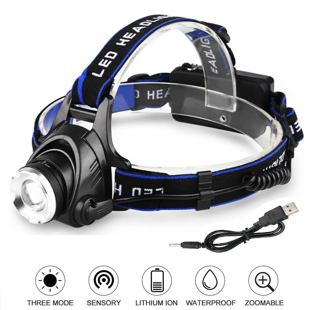 

Usb светодиодный налобный фонарь светодиодный фар головного на открытом воздухе Рыбалка Велоспорт Перезаряжаемые