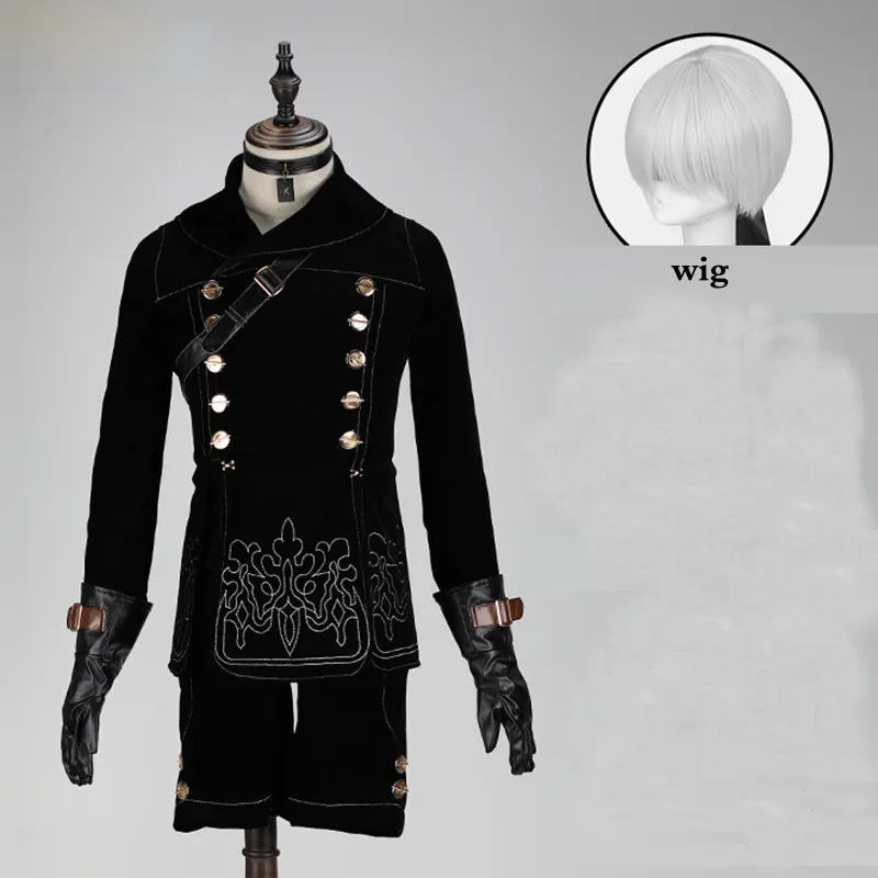 Set A NieR Automata jorha NO.9 type S маскарадные костюмы 9S Униформа топ+ брюки+ сумка+ перчатки+ ожерелье+ тени для век парик меч сапоги обувь - Цвет: Set A