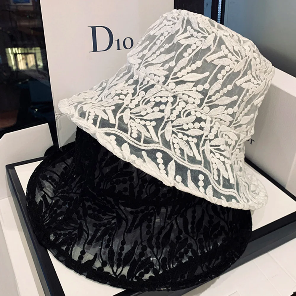 Панама женская кружевная с широкими полями Мягкая от солнца цветочным принтом