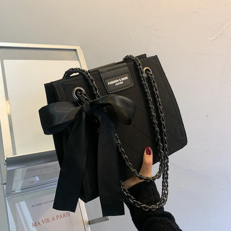 

Solid Color Big Tote Bags for Women Chain Crossbody Bag Diamond Lattice Shoulder Bag Female Large Leather Plaid Shopper Handbags