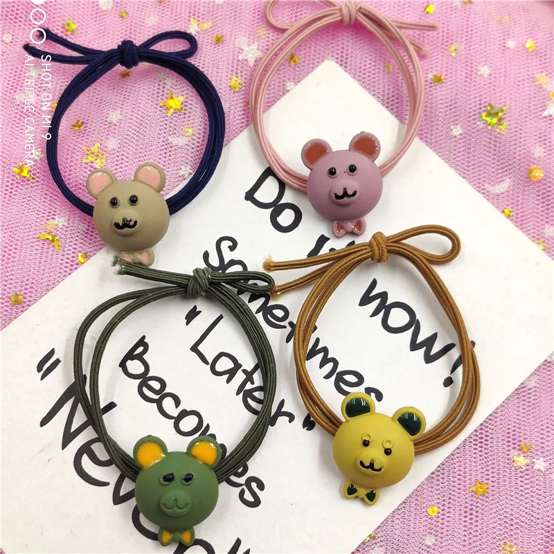 

10PCS/LOT Lovely Cartoon Bear Color Elastic Hair Bands Toys For Girls Handmade Creative Scrunchy Kids Hair Accessories For Women