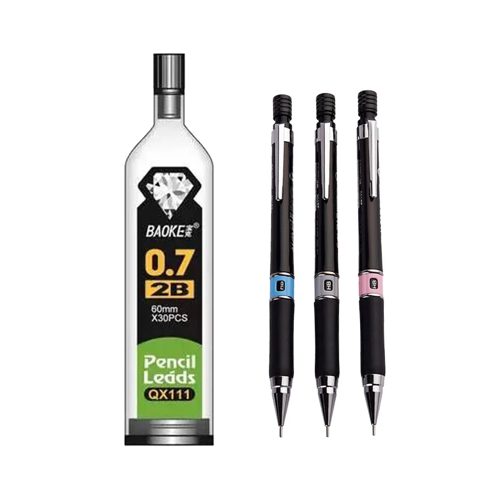 

6pcs Mechanical Pencil Refill Sets Simple Writing Tool for Home School Outdoor (3pcs 0.7mm Mechanical Pencil, 3pcs 0.7mm