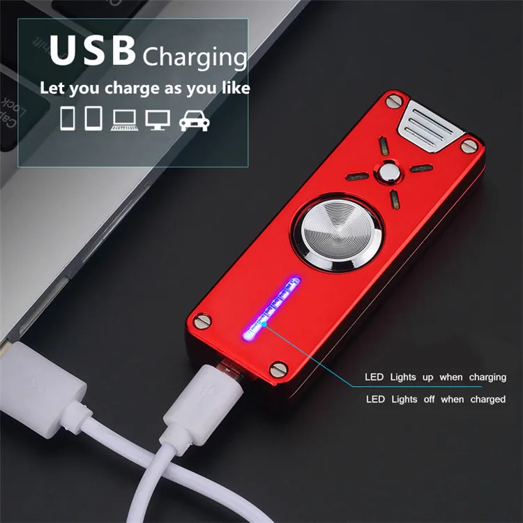 7 светодиодный Спиннер для пальцев Ручной USB Зажигалка для сигарет; защита от ветра электрическая плазменная дуговая Вольфрамовая турбо зажигалка для мужчин