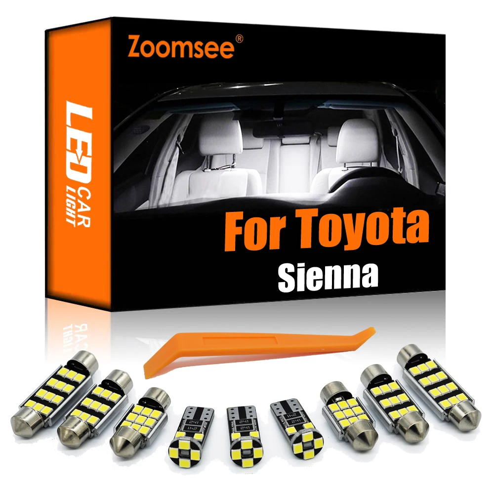 Zoomsee-luz LED Interior para coche, Bombilla Canbus para Toyota, Sienna 1997-2018 2019, 2020, mapa de cúpula Interior, Kit de lámpara