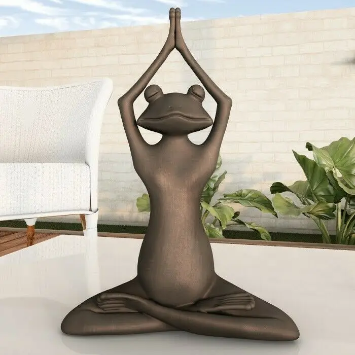 

Садовая статуя лягушки, Йога, дзен, растягивающаяся сидячая статуэтка, украшение для газона, 10 дюймов H