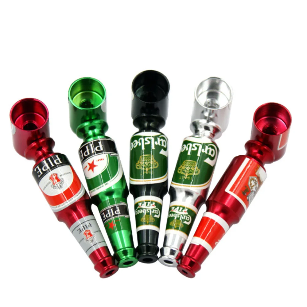 

200pcs/lot Wholesale Beer Shape Metal Pipe Length 68mm Smoking Tool Cigarette accessories Herb Tobacco Smoke Pipes As Gift tubo