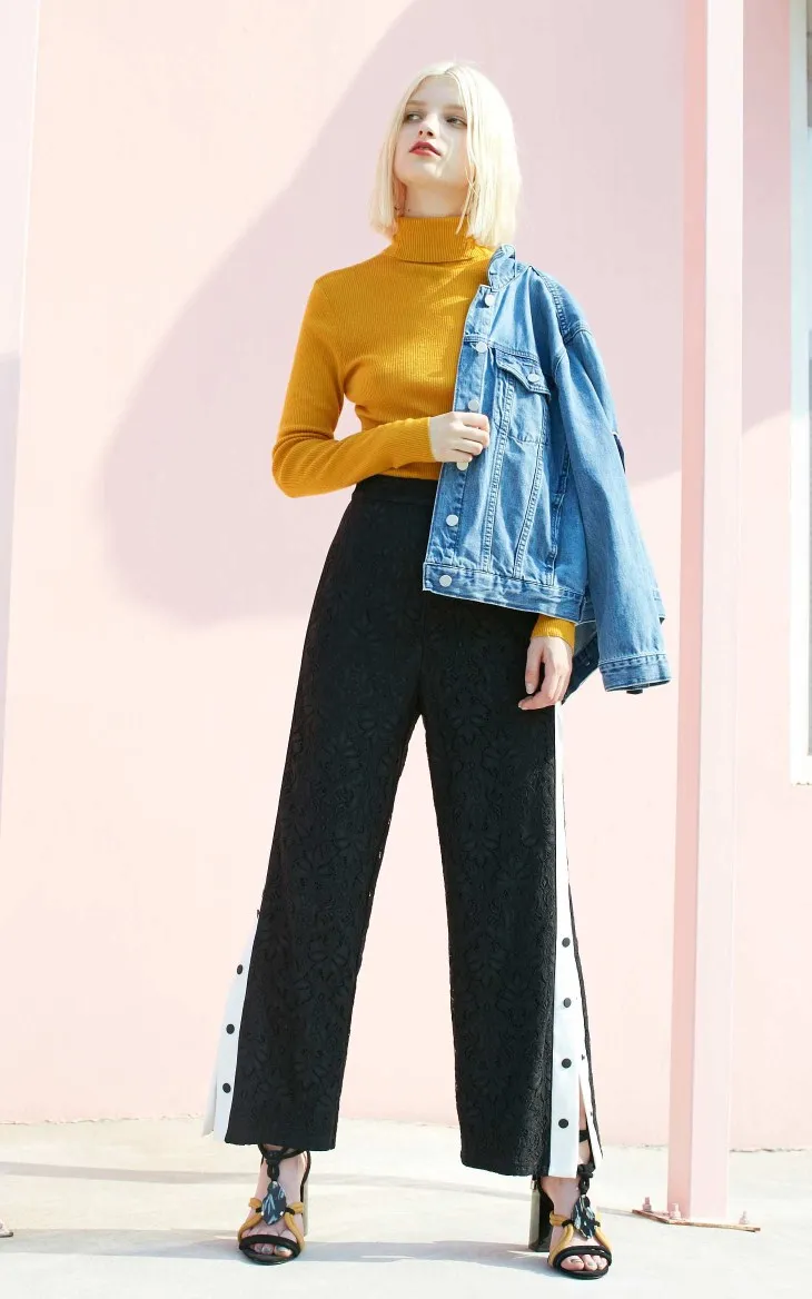 Vero Moda осенний 100% шерстяной приталенный минималистичный вязаный базовый свитер с