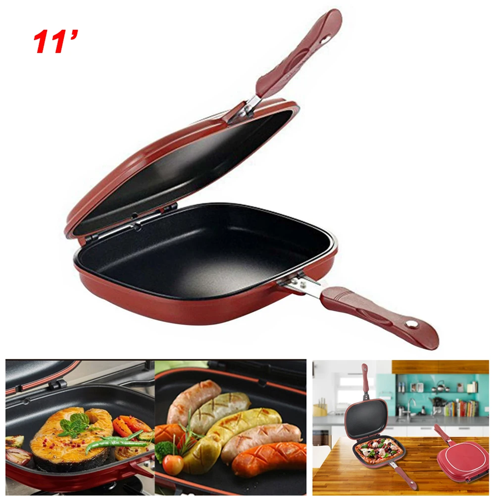 

Frying Pan Folding Double-Sided Non-Stick Flat Bottom Frying Pan Breakfast Bread Barbecue Kitchen Baking Maker Pan