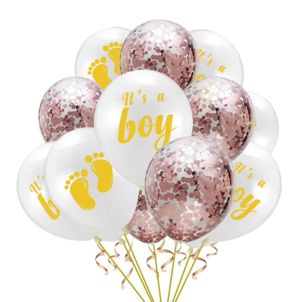 

It's Boy Girl Baby Gender Reveal Birthday Party Decoration 12inch Confetti Balloons 15pcs/Set Multi Color Latex Ballons Supplier