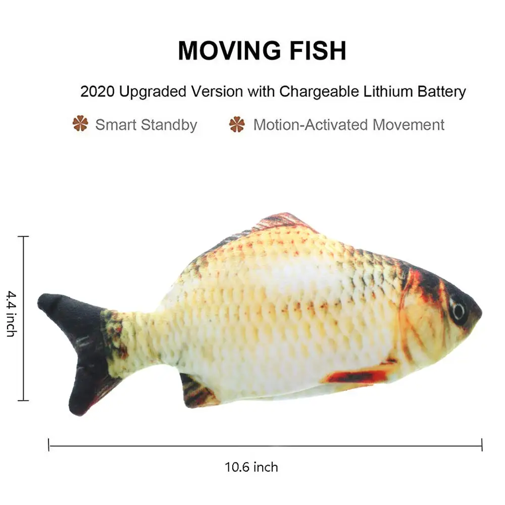 

Cat Supplies Creative Fish Pet Toy Fish Shape Bite Electric fish cat toy USB Charging Rechargable Interaction Training Toys