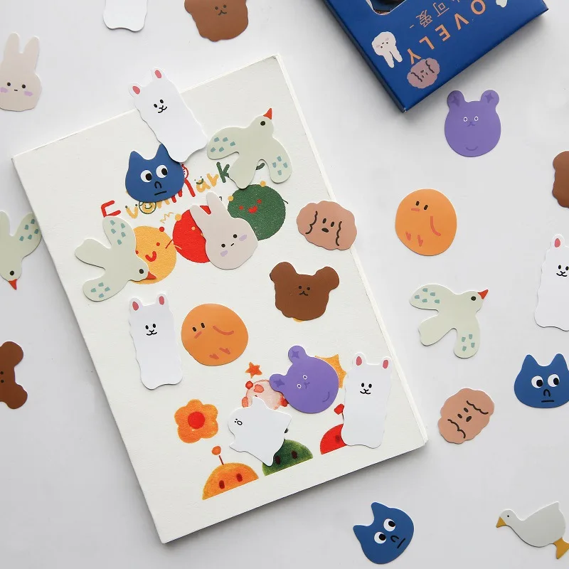 

100pcs/lot Kawaii Animal Mini Coated Paper Stickers Deco Bag Minimalist Toys Write Down Points Luggage Artsy Style Memo
