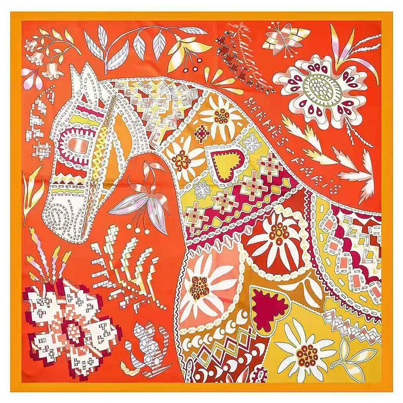 Женский шёлковый шарф в стиле ретро 130x130 см |