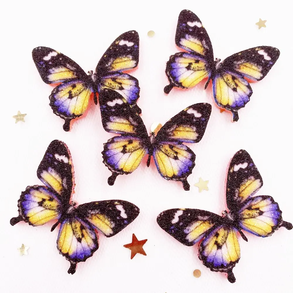 Новинка 20 шт. фетровая ткань блестящая пайетка красочная бабочка аппликация