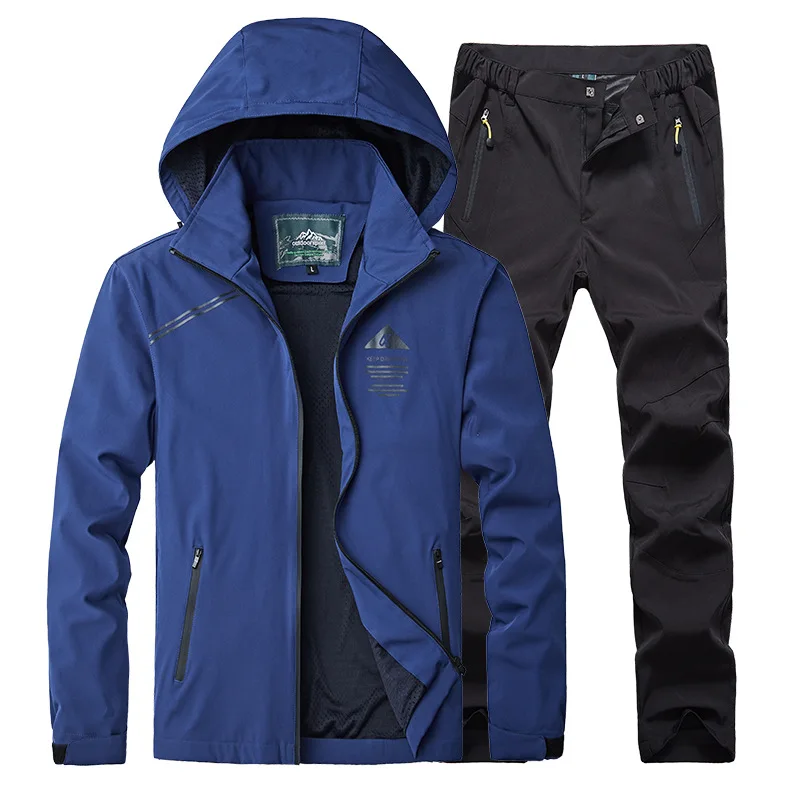 Уличная походная куртка и штаны для мужчин водонепроницаемый ветрозащитный