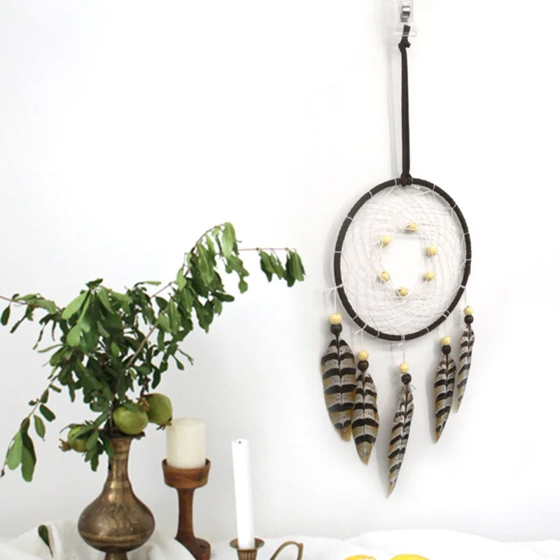 Подвесной белый кружевной цветок Ловец снов колокольчики Индиана перо подвеска