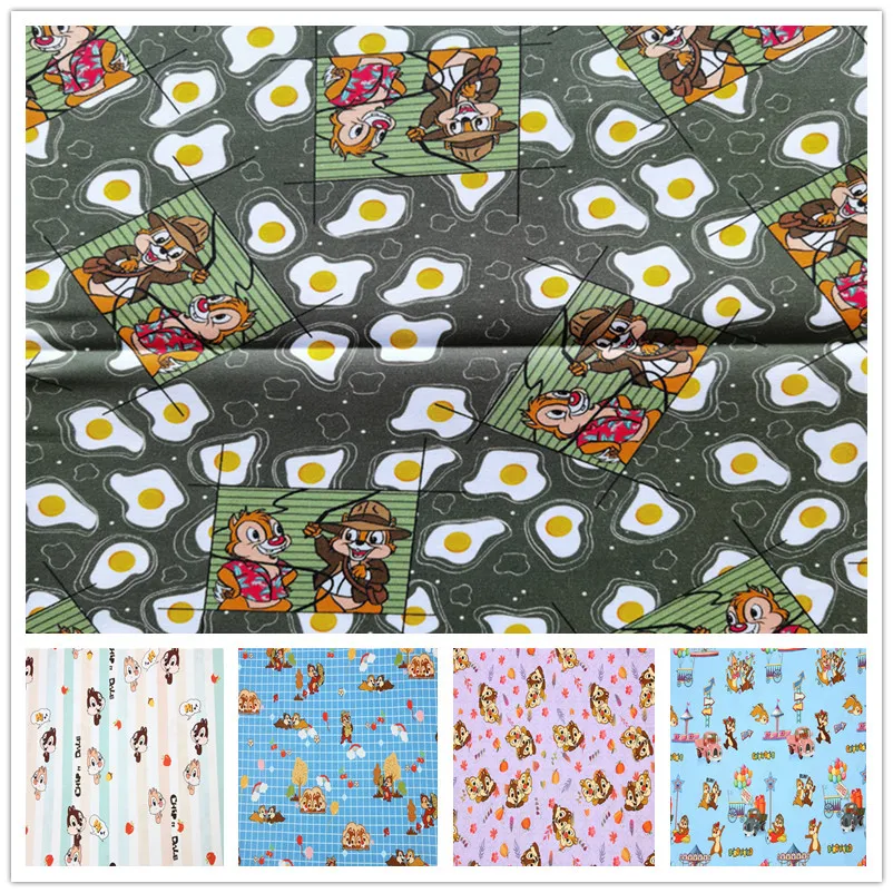 

Disney Squirrel Chip & Dale Print 100% Cotton Fabric for Boy Clothes Hometextile Cushion Cover Curtain Needlework DIY