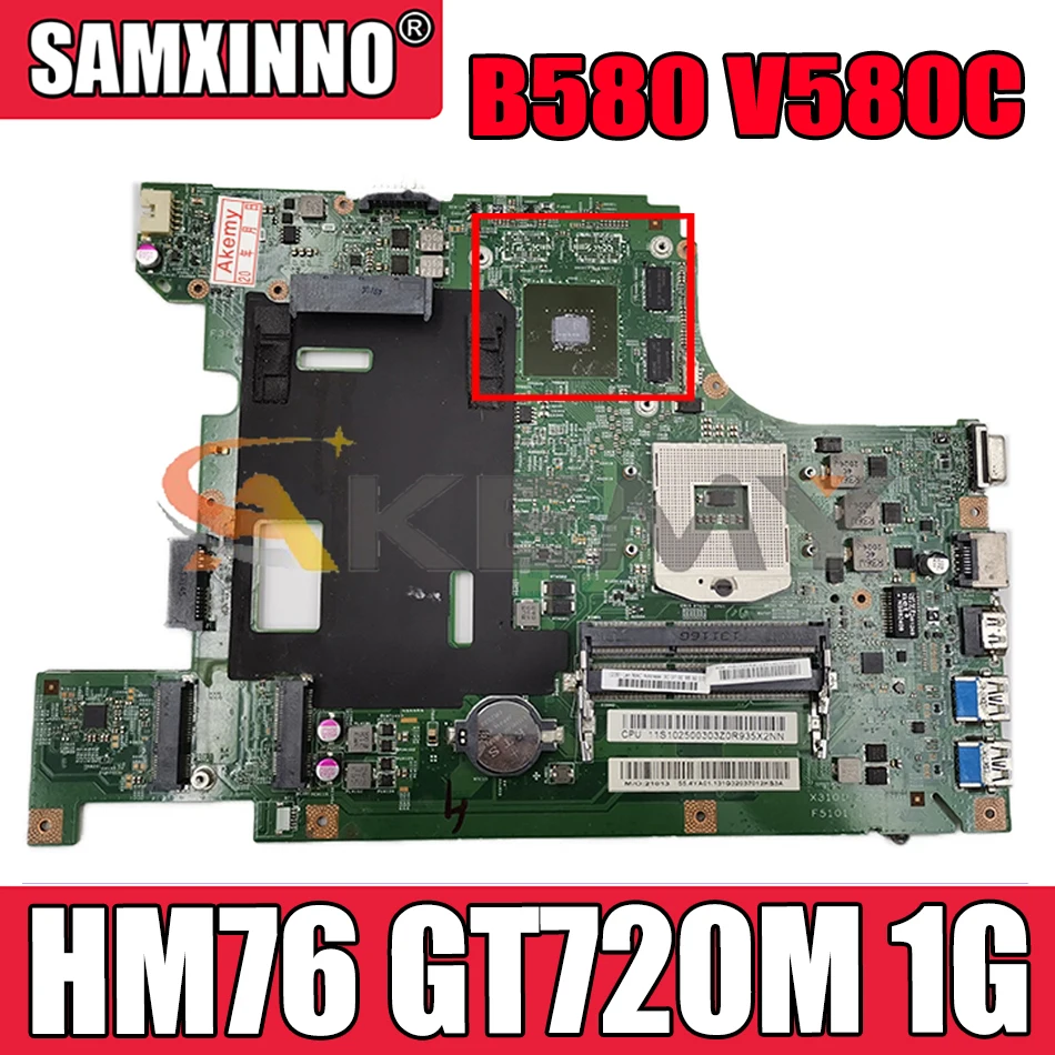 

Akemy B590 B580 Motherboard For Lenovo B580 V580C B590 Laptop Motherboard PGA989 HM76 GT720M 1G DDR3 100% Test Work