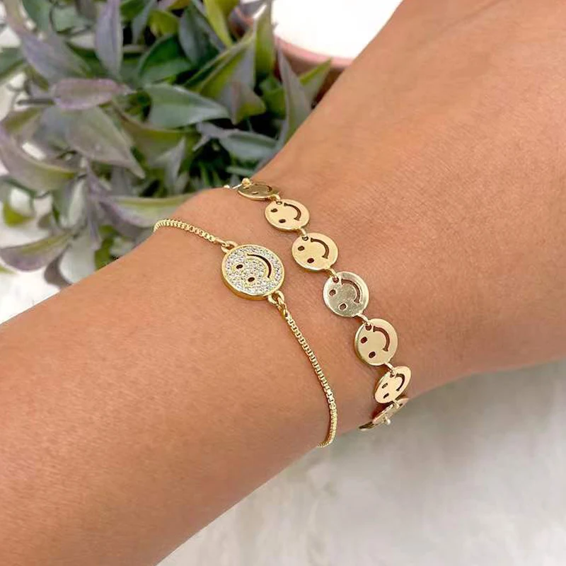 

Sell Well New Type European and American Style happy face bracelet handmade adjustable arm accessories men and women can bring