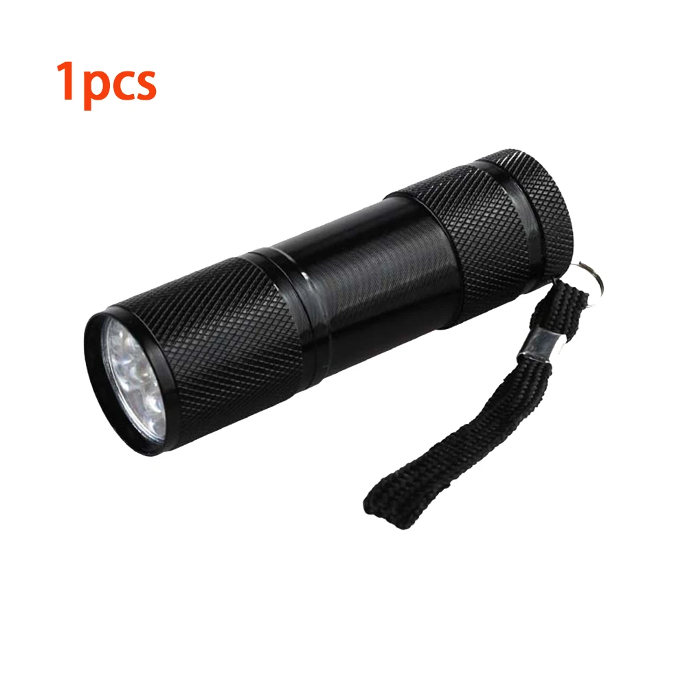 1pcs Flashlight УФ фонарик светильник ультрафиолетовый светильник 9 светодиодный Портативный ультрафиолетового флэш светильник ультра фиолетовые чернила Маркер фонарь светильник 3AAA батарея UV светильник - Мощность в ваттах: 1pcs Flashlight